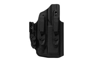 LAS Concealment Saya 2.0 Holster for GLOCK 48 MOS with TLR7 Sub uses clips for attachment.